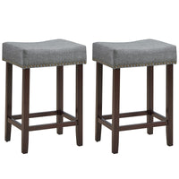 Giantex Set of 2 Saddle Bar Stools, 61cm H Backless Counter Stool, Brass Nailhead Studs