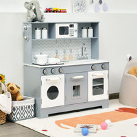Wooden Pretend Kitchen Playset with Accessories for Kids