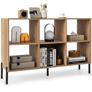 Giantex 6-Cube Storage Bookcase, 3-Tier Wooden Open Bookshelf with 5 Metal Legs