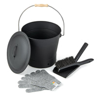 Fireplace Ash Can with Handle Gloves and Tools for Wood Burning Stoves