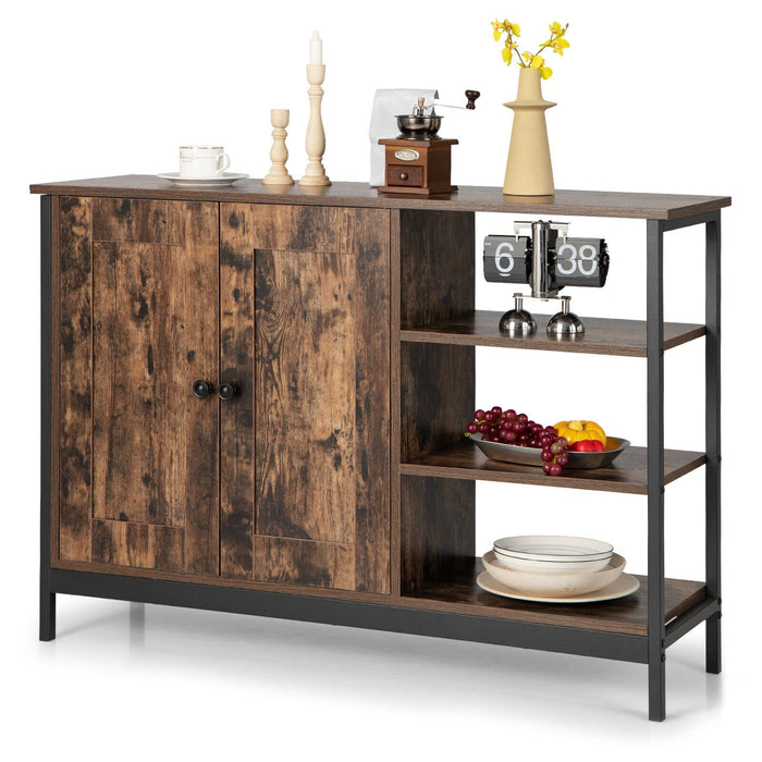 iantex Industrial Kitchen Buffet Cabinet, Multipurpose Console Table w/2-Door Cabinet, Adjustable Inside Shelf
