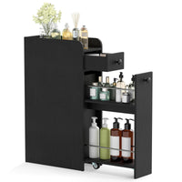 Giantex Slim Storage Cabinet, Narrow Bathroom Cabinet w/Slide Out Drawer & Spacious Top