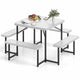 Outdoor Square Camping Dining Table & 4 Benches w/Umbrella Hole