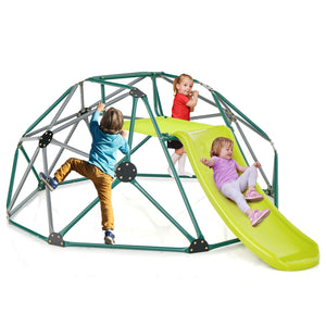 Kids Climbing Dome & Play Set, Geometric Dome Climber with Slide, Fabric Cushion, 150 KG Load Capacity