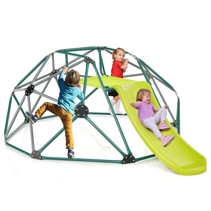 Kids Climbing Dome & Play Set, Geometric Dome Climber with Slide, Fabric Cushion, 150 KG Load Capacity