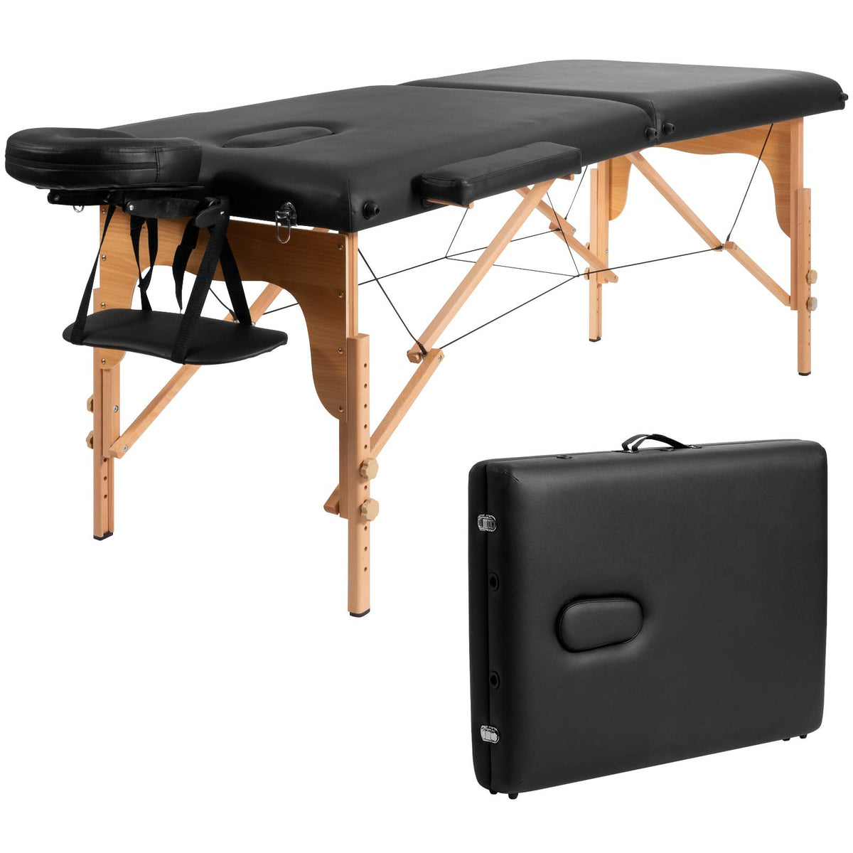 Giantex 213cm Massage Table, Folding Massage Bed with Adjustable Height & Headrest and Carrying Bag