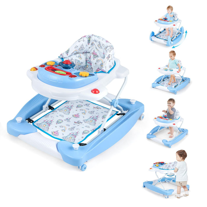 6 in 1 Baby Walker & Activity Center with Adjustable Height and Removable Music Tray
