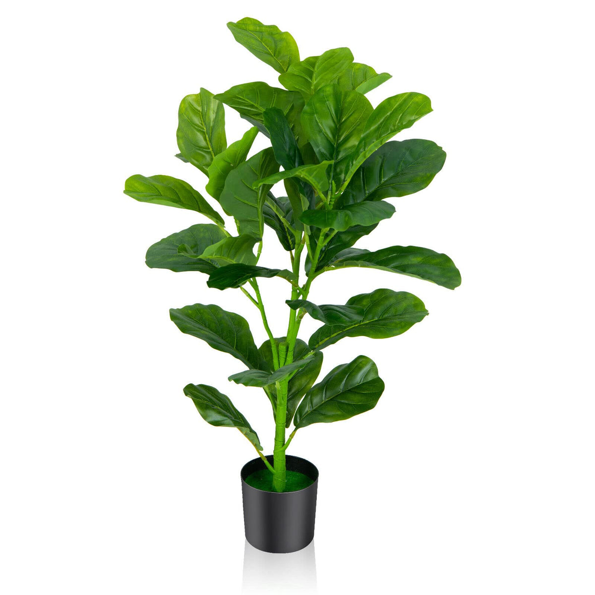 Giantex 90CM Artificial Fiddle Leaf Fig Tree, 2-Pack Faux Tree with 32 Leaves, Built-in Cement, Moss, Fake Greenery Plant