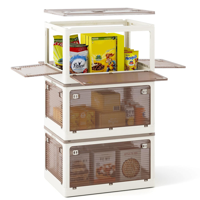 3-Pack Stackable Storage Bins with Lids 204 L Collapsible Plastic Container Box