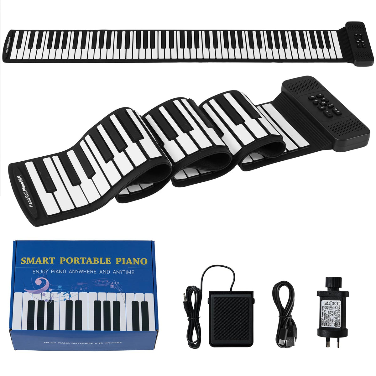 88 Keys Roll Up Piano with 128 Rhythms Tones and Sustain Pedal for Beginners