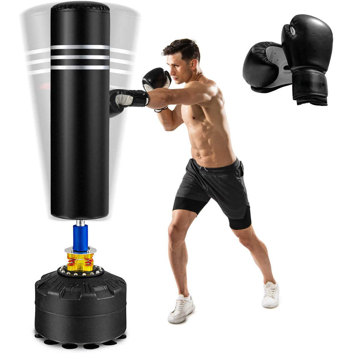 177 cm Freestanding Punching Bag, Heavy Boxing Bag with Stand for Adults Youth Kids