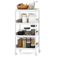 Giantex 4-Tier Utility Rolling Cart, Rolling Storage Cart with Detachable Tray Top & Locking Wheels