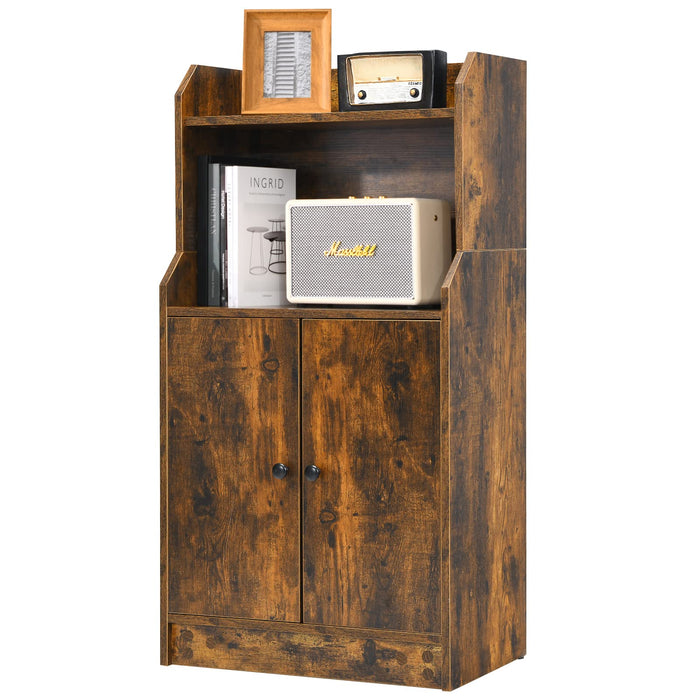 Giantex 2-Tier Bookshelf with 2 Doors, Freestanding Bookcase with Adjustable Shelf & Open Compartment