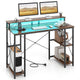 Giantex 120cm Computer Desk with Charging Station and LED Lights
