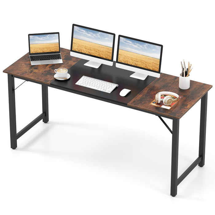 160 cm Computer Desk, Heavy Duty Metal Frame Laptop Table