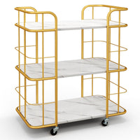 Giantex Gold Bar Cart, Home Island Service Cart, 3 Tier Storage Shelves