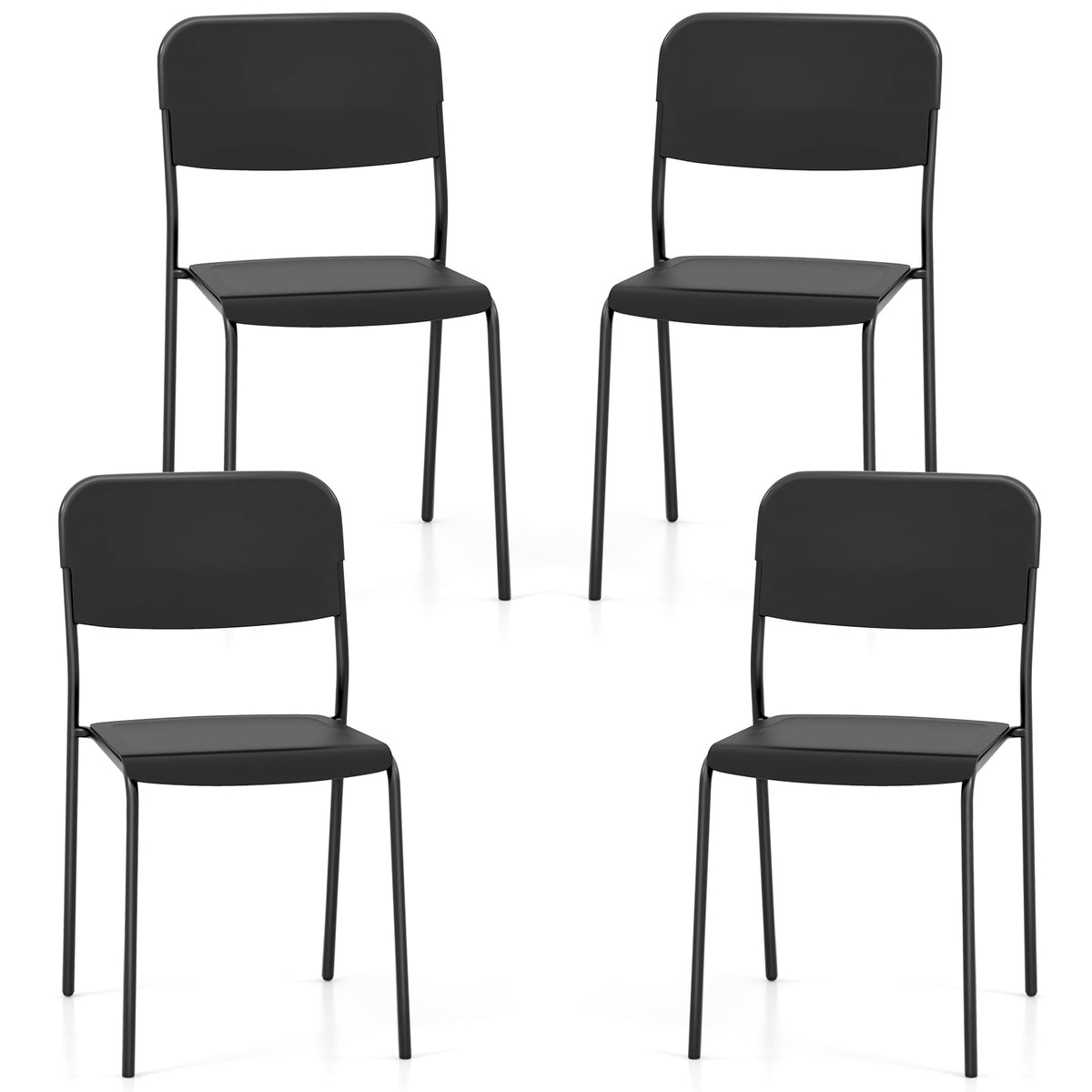 Giantex Modern Dining Chairs Set of 4, Stackable Kitchen Chairs w/Tilted Backrest & Sturdy Metal Legs