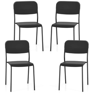 Giantex Modern Dining Chairs Set of 4, Stackable Kitchen Chairs w/Tilted Backrest & Sturdy Metal Legs