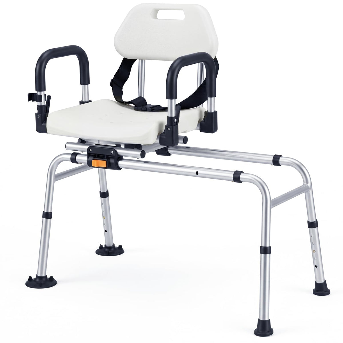 Sliding Shower Chair with Backrest, Duty Non-Slip Tub Transfer Bench w/Swivel Seat