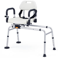 Sliding Shower Chair with Backrest, Duty Non-Slip Tub Transfer Bench w/Swivel Seat