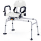 Sliding Shower Chair with Backrest, Duty Non-Slip Tub Transfer Bench w/Swivel Seat