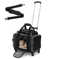 Foldable Pet Carrier with Wheels Airline Approved with Telescopic Handle