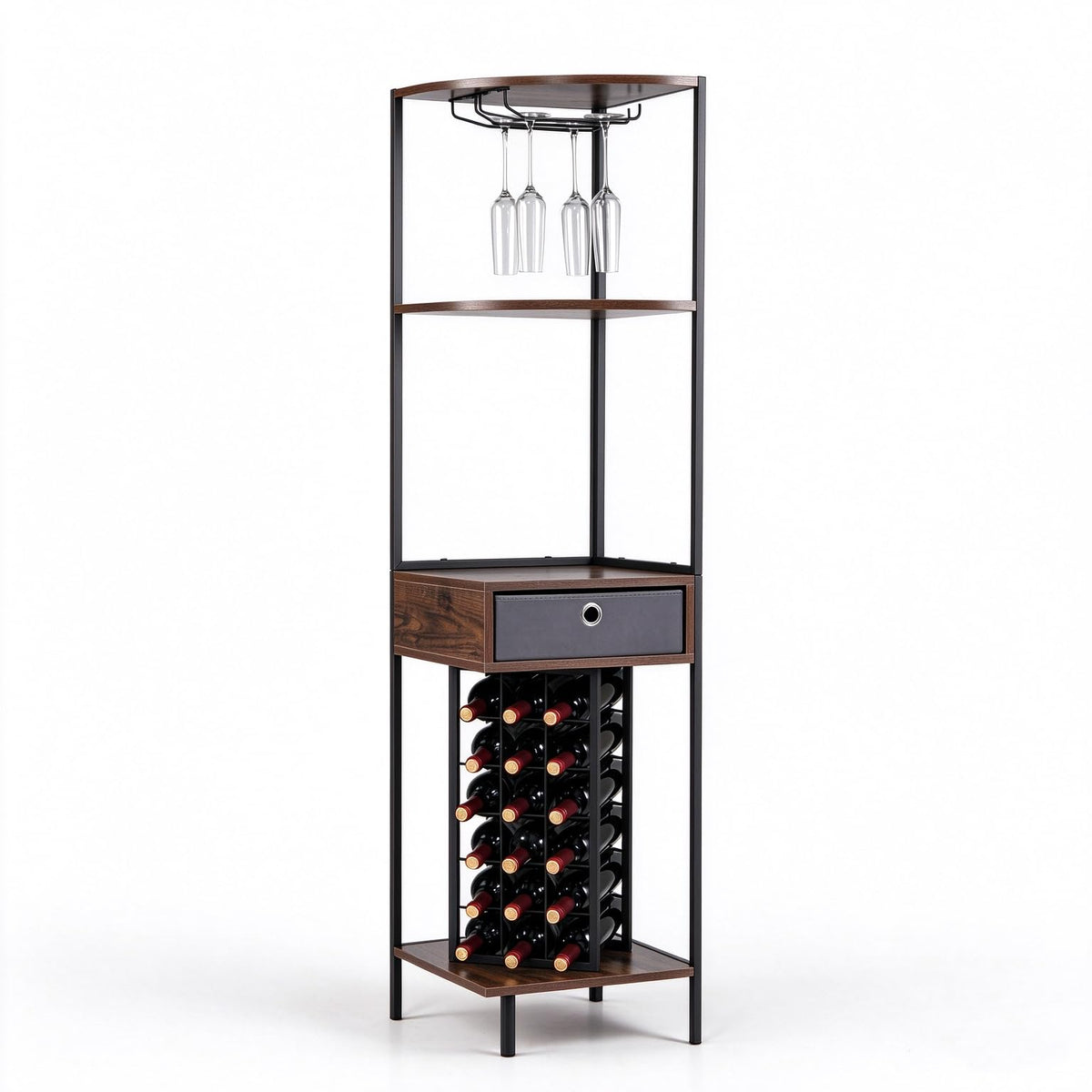 Giantex 18-Bottle Corner Wine Rack, Industrial Bar Shelf Wine Cabinet
