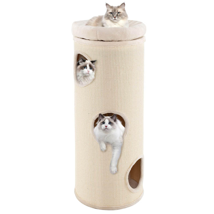 4-Story Cat House for Multiple Cats 112 cm Elevated Cat Cave Bed