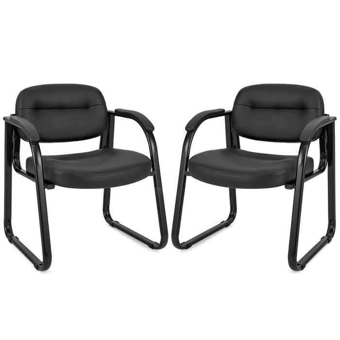 Giantex Waiting Room Chair Set of 2, Reception Chairs with Sled Base and Padded Arm Rest