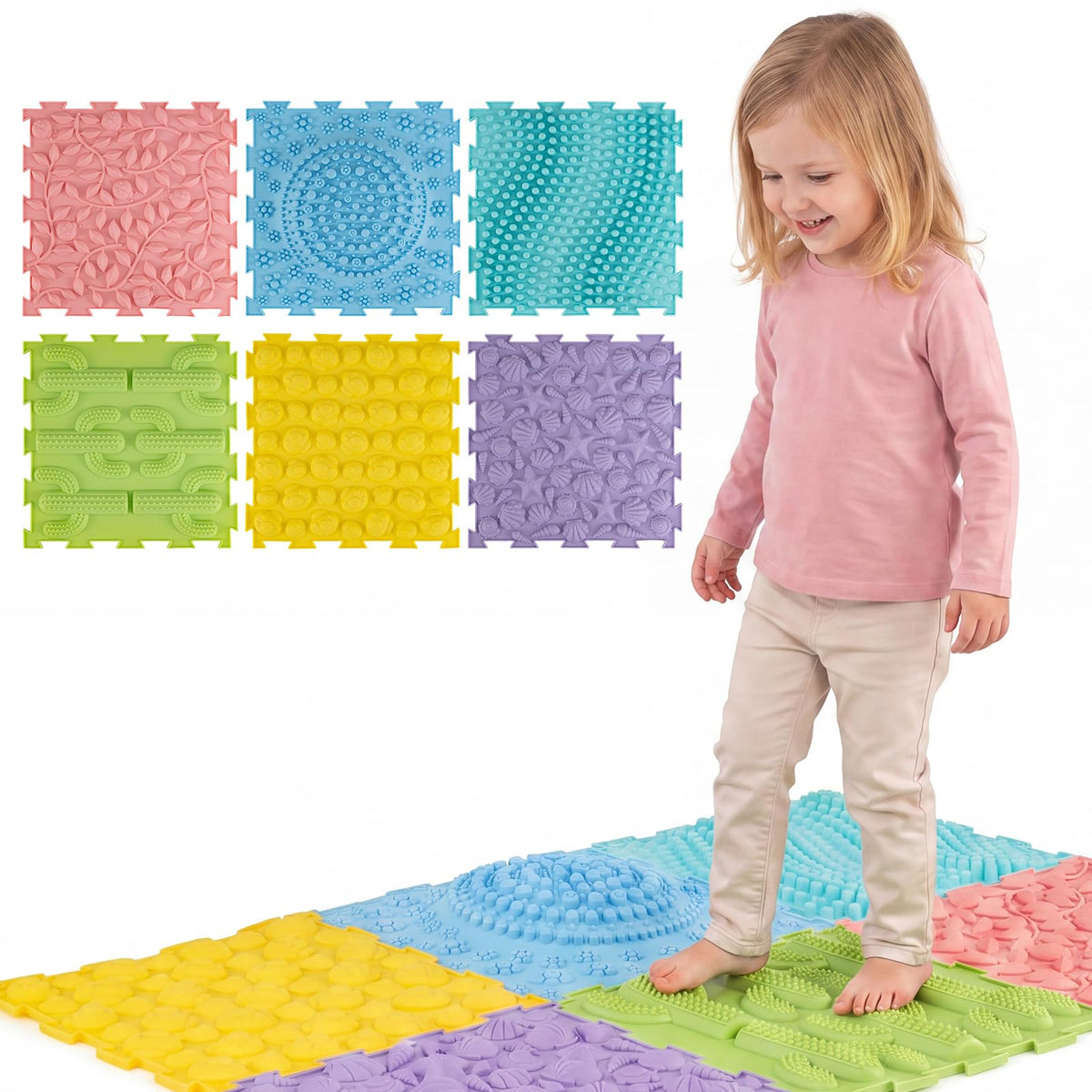 6 PCS Sensory Mats for Kids with Rich Colors for Children Aged 3+ Years Old
