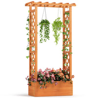 Giantex Raised Garden Bed with 2-Sided Trellis & Hanging Roof, 31" x 12.5" x 60"