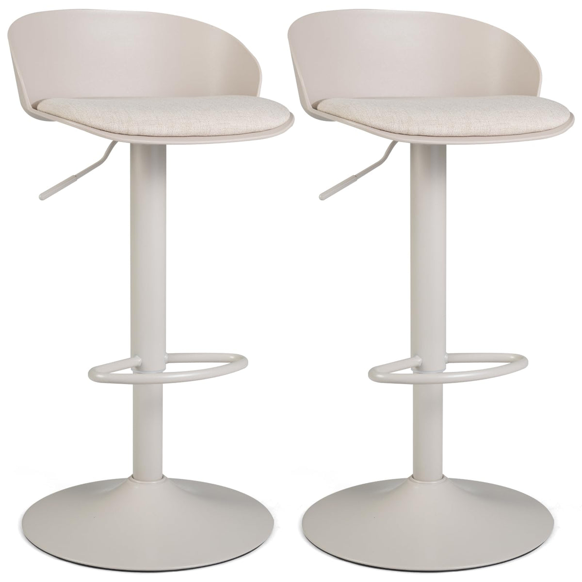 Set of 2 Adjustable Swivel Bar Stools with Back and Footrest