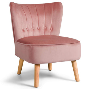 Velvet Accent Chair, Soft Upholstered Modern Leisure Chair w/Solid Wood Legs, Non-Slip Pads