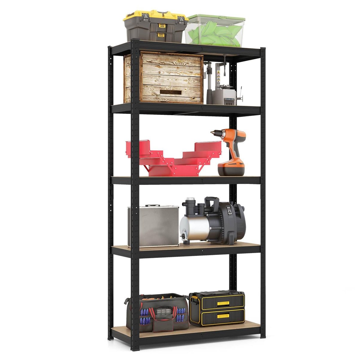 5-Tier Heavy Duty Metal Shelving Unit Adjustable Garage Storage Utility Shelves