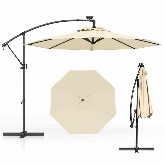 3M Solar LED Offset Cantilever Umbrella with Easy Tilt Adjustment