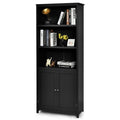 Giantex 182CM Bookcase with Doors, 3 Tier Open Book Shelving, Standing Wooden Display Bookcase