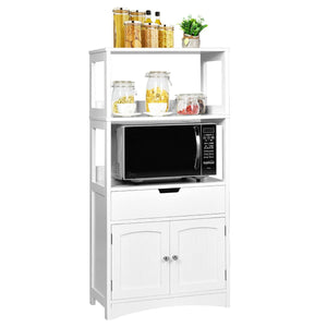 Giantex Floor Storage Cabinet, Freestanding Organizer, Kitchen Pantry Holder w/Anti-Toppling Mechanism, Wooden Entryway Sideboard