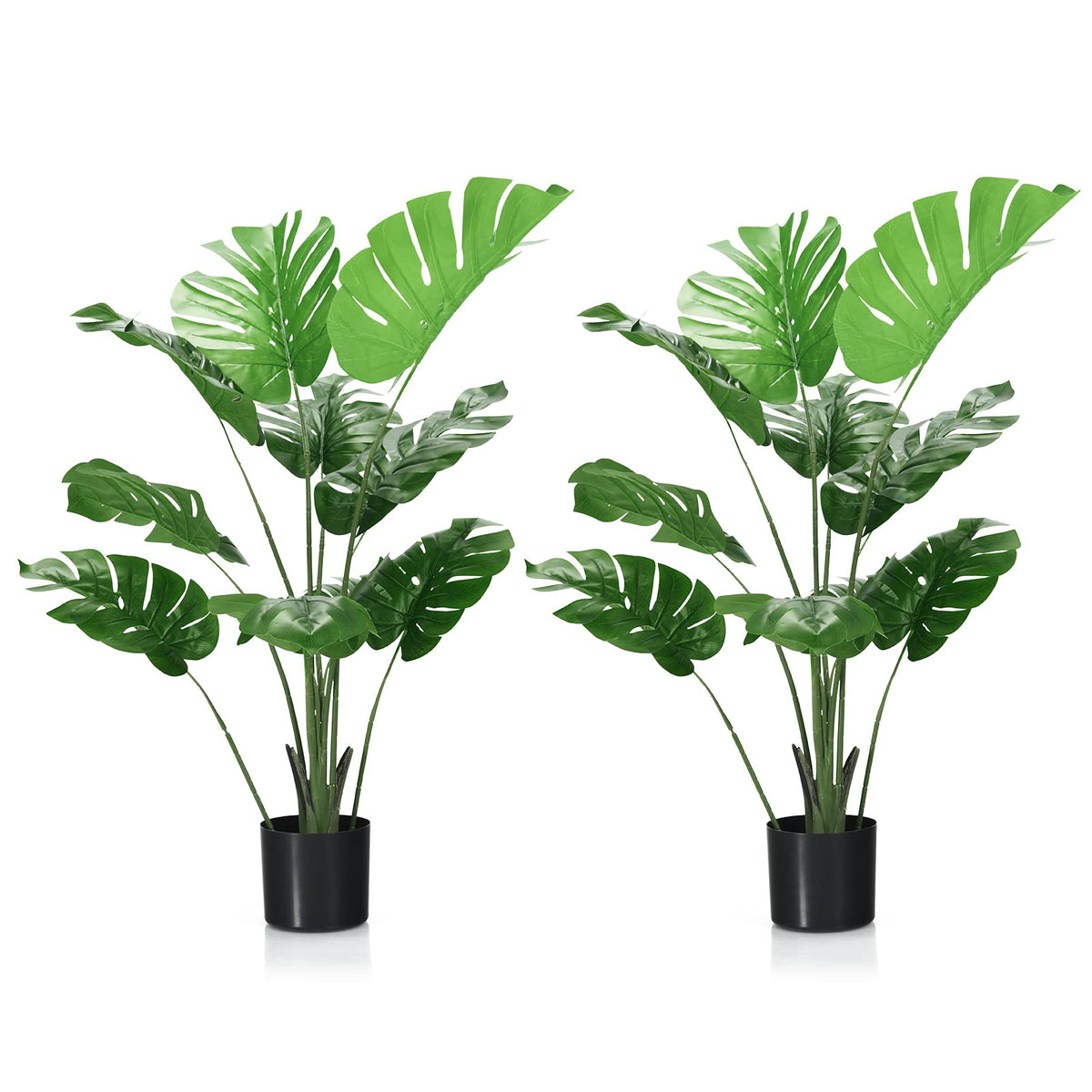 Giantex 1.2M Artificial Monstera Deliciosa Tree, Tall Fake Tropical Palm Tree w/10 Pcs Different Turtle Leaves