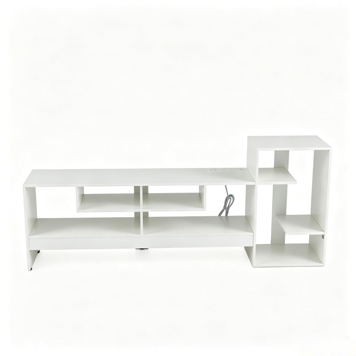 Giantex Cube TV Stand for 55 Inch TV with Power Outlets, White