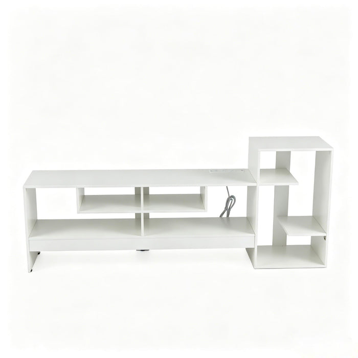 Giantex Cube TV Stand for 55 Inch TV with Power Outlets, White