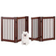 Freestanding Pet Gate, 4 Panel Wooden Folding Dog Fence w/Walk Through Door