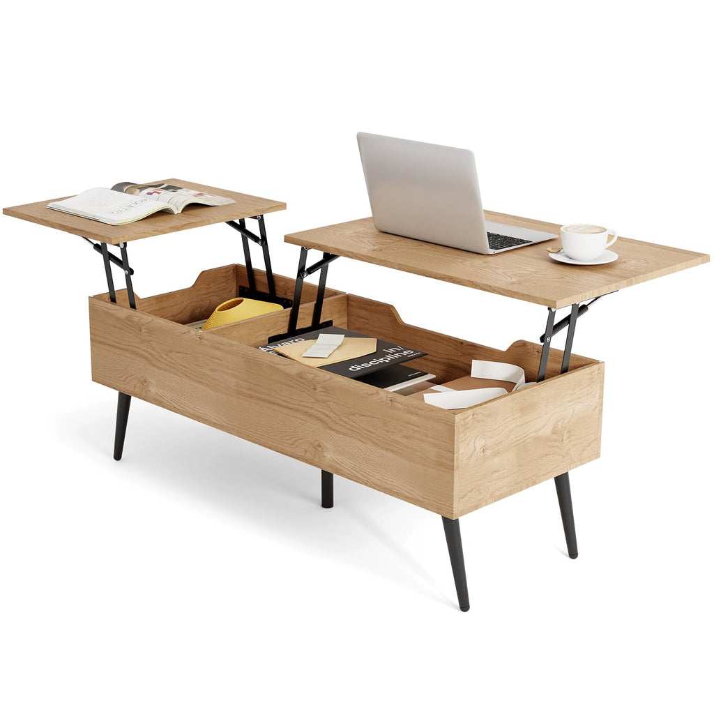 Heavy-Duty Metal Frame Tea Table Center Table w/Hidden Compartments ...