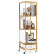 4-Tier Rotating Bookshelf on Wheels, 360° Spinning Corner Book Shelf Tower