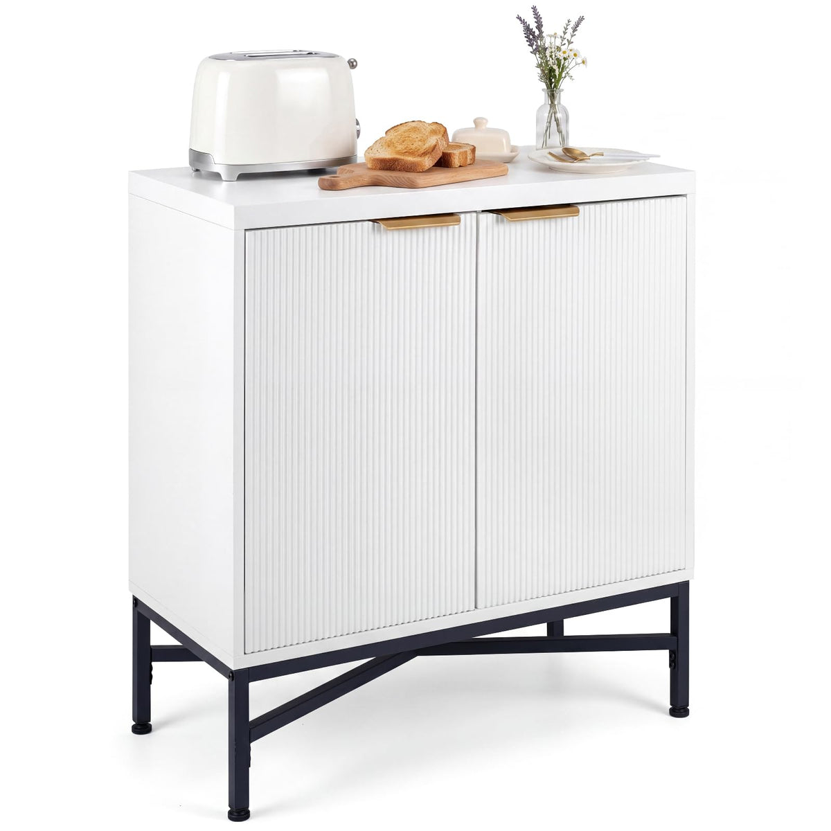 Giantex Fluted Sideboard Buffet Cabinet with 2 Doors