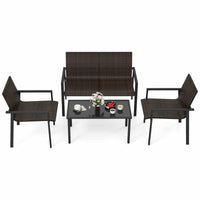 4 Pieces Patio Furniture Set for Small Space Balcony Poolside
