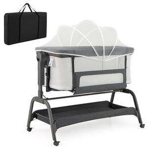 4 in 1 Rocking Baby Bassinet with 6 Adjustable Heights and Storage Basket