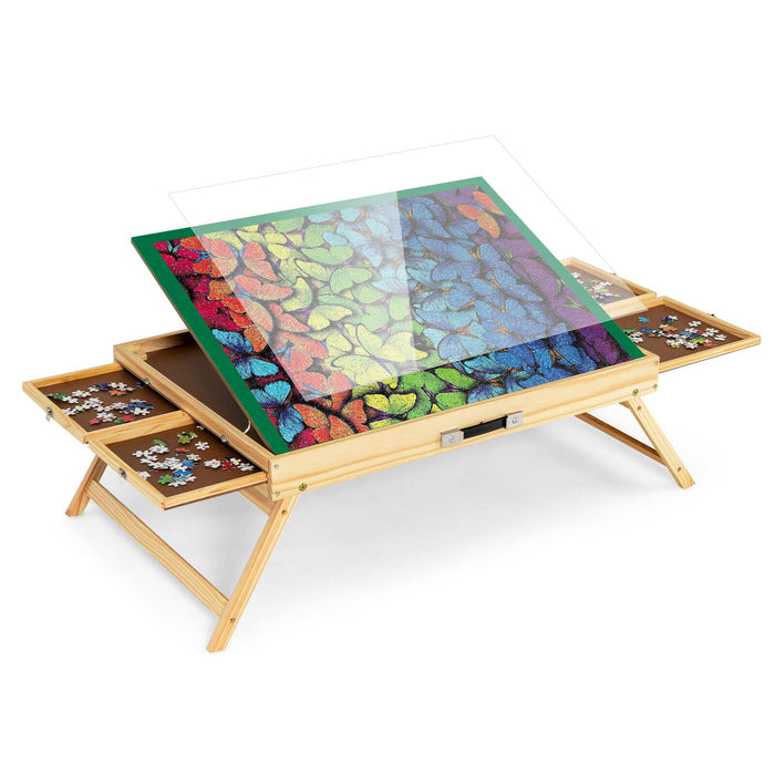 1000 PCS Portable Puzzle Table, 3-Angle Adjustable Jigsaw Board with Anti-Slip Felt