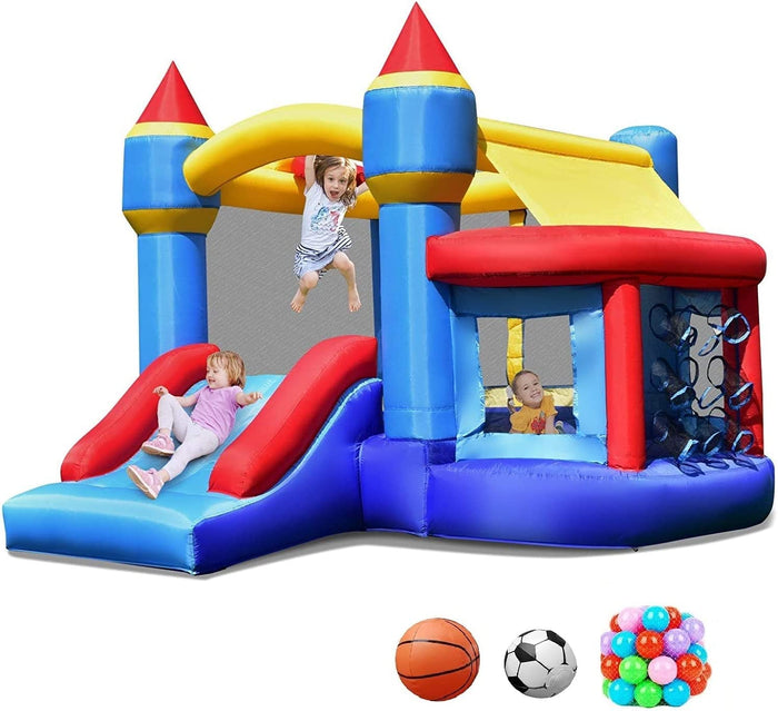 5-in-1 Inflatable Kids Jumping Castle Bouncer with Slide (No Blower)