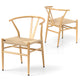 Ginatex Wishbone Dining Chair Set of 2, Mid-Century Modern Weave Armchairs w/Y-Shaped Backrest