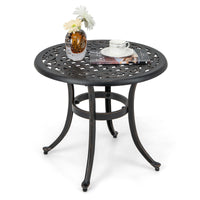 Cast Aluminum Patio Table, 60 CM Outdoor Round Side Table